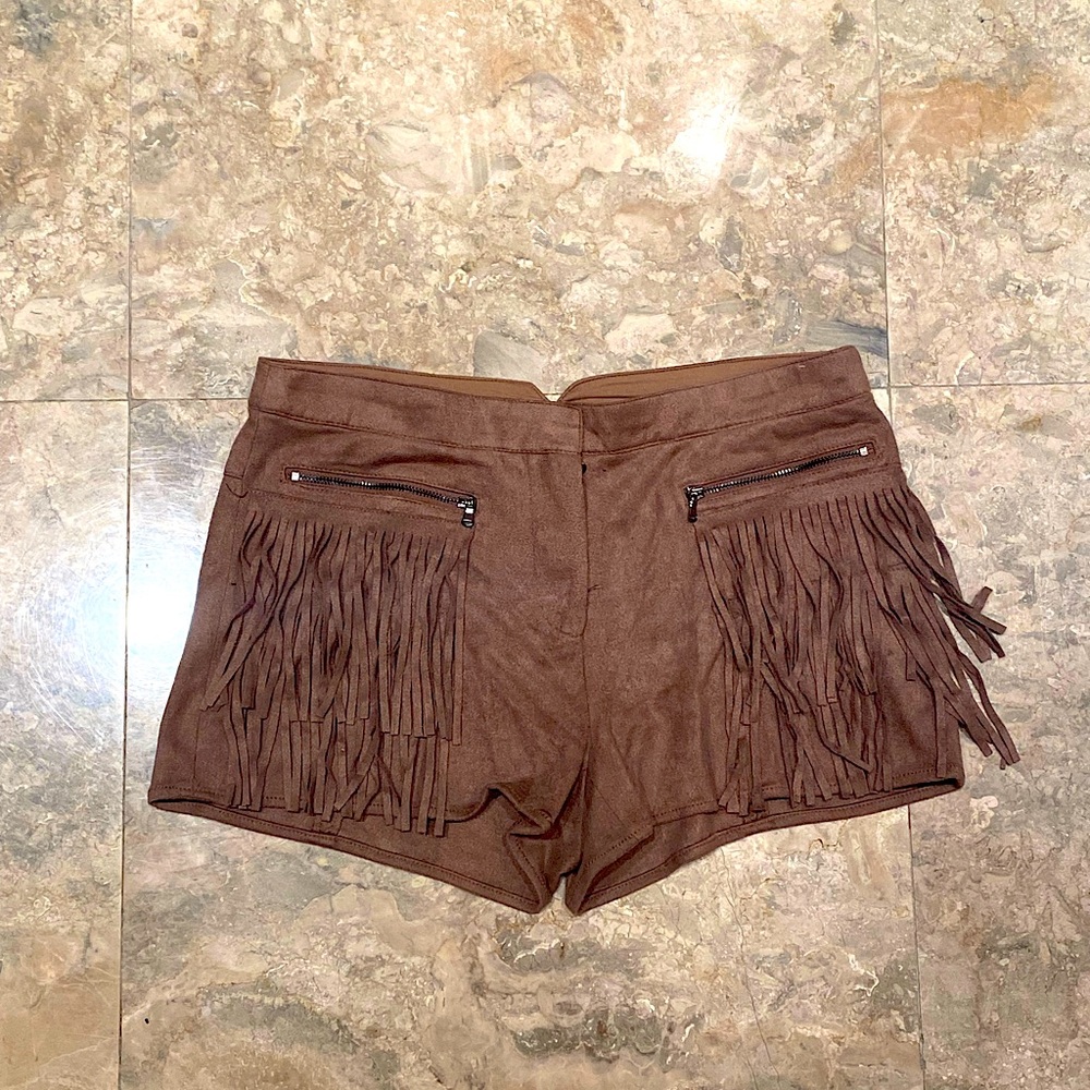FATE Biker Fringe Faux Suede Shorts